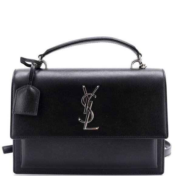Saint Laurent Sunset Crossbody Bag Leather Large Black - Picture 1 of 6
